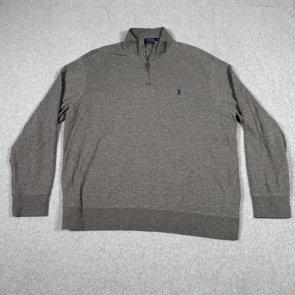 Polo Ralph Lauren Mens XL Grey Heather Quarter Zip Pullover Sweater Sweatshirt